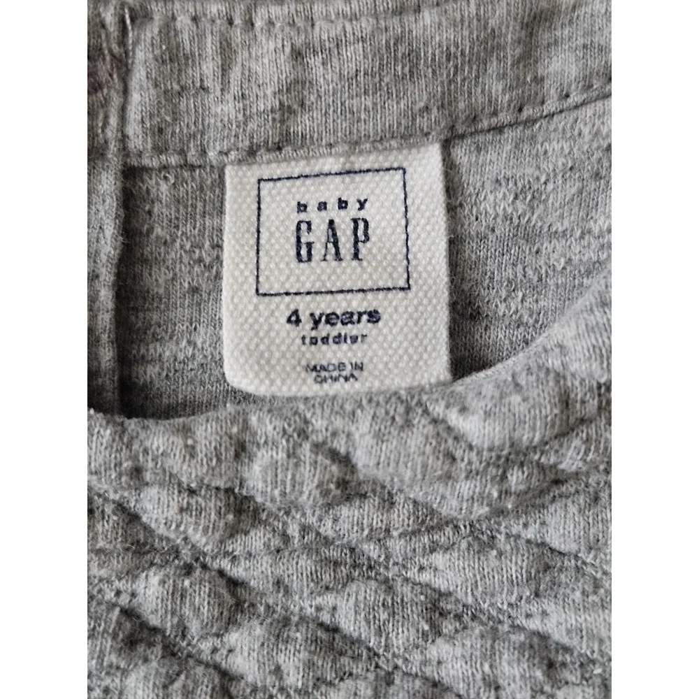 Baby GAP Toddler Girl Dress Sz 4T‎ Gray Quilted Top Pink Tulle Skirt Long Sleeve